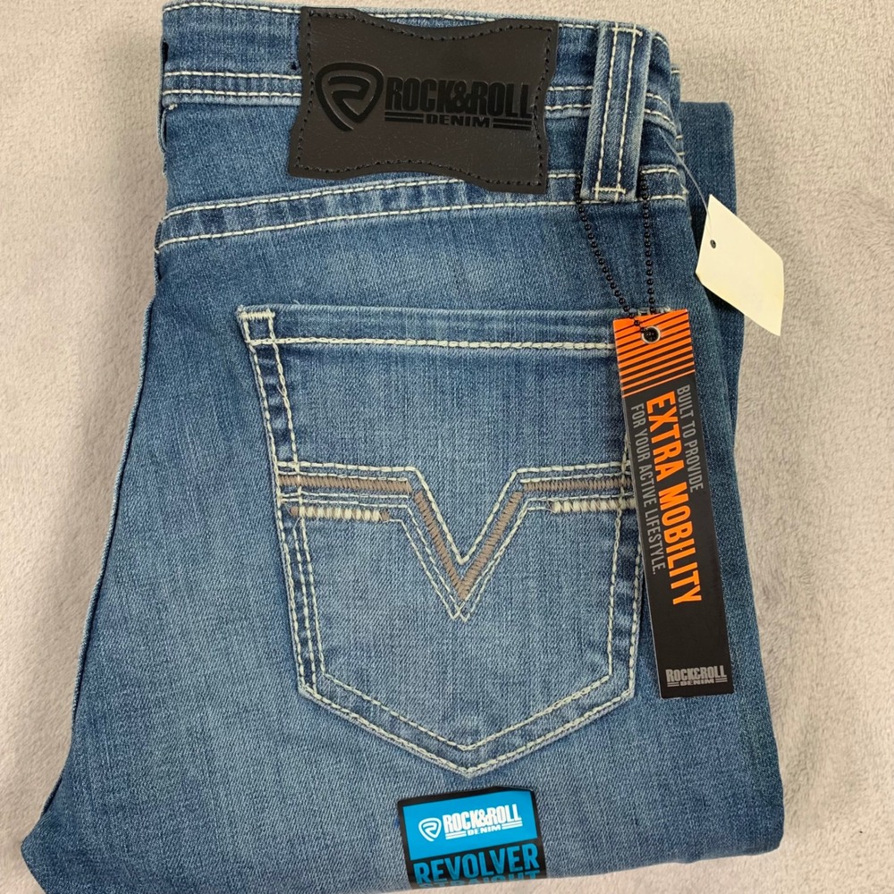 Rock & Roll Denim Revolver Straight Mens 30x34 Blue Slim Straight Leg Jeans NWT
